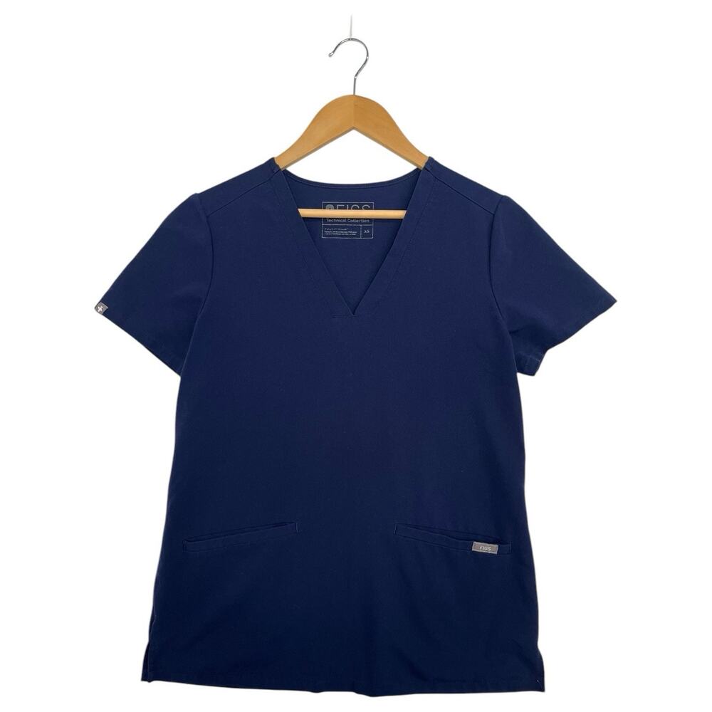 Figs Scrub Top Womens Extra Small Blue Casma V Neck Technical Collection FW1100